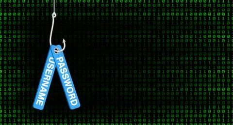 Fishing hook phishing hack username and password Stock Illustration