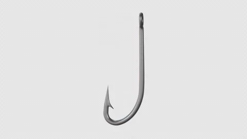 Fishing Hook Rotating on a Transparent Background. Seamless Loop. Fishhook. 4K Stock Footage 295447453