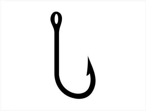 Fishing hook silhouette vector art Stock Illustration