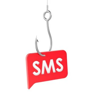 Fishing hook with SMS message. Concept of mobile marketing, phishing attack.. Stock Illustration