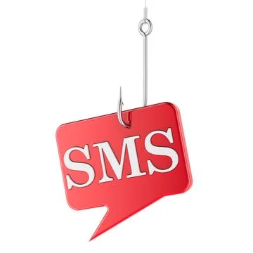 Fishing hook with SMS message. Concept of mobile marketing, phishing attack.. Stock Illustration