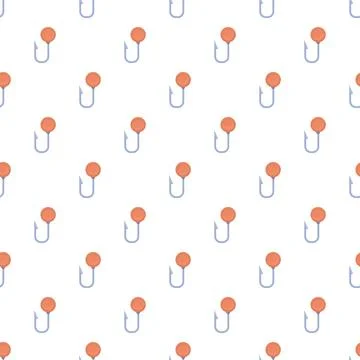 Fishing hooks with bait seamless pattern background Illustrazione stock