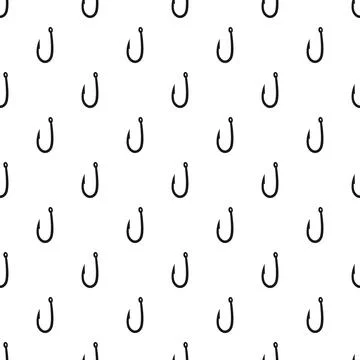 Fishing hooks creating a seamless angling pattern background Stock Illustration