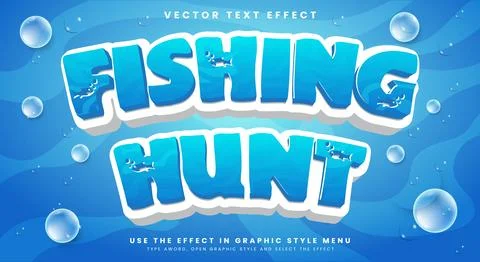 Fishing Hunt editable text effect Template Stock Illustration