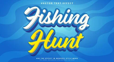 Fishing Hunt editable text effect Template Stock Illustration