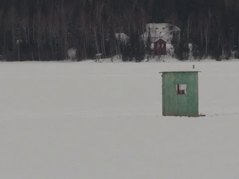 A fishing hut camera right Stock Footage 79691125