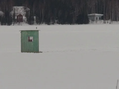 A fishing hut frame left of the camera Video stock 79691174