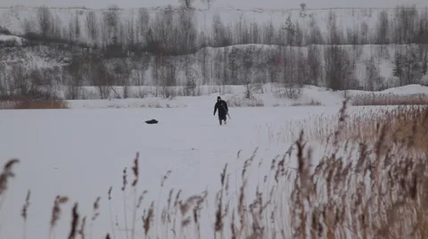 Fishing on ice Video stock 49194003
