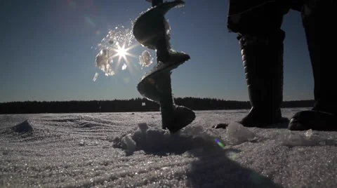 Fishing on ice Stock Footage