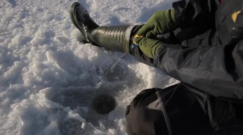 Fishing on ice Video stock 49213426