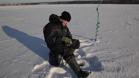 Fishing on ice Video stock 49213662