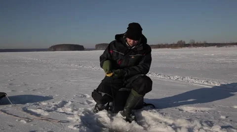 Fishing on ice Video stock 49214197