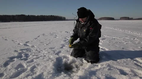 Fishing on ice Video stock 49214294