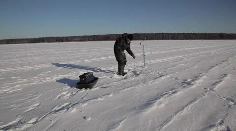 Fishing on ice Video stock 49214735