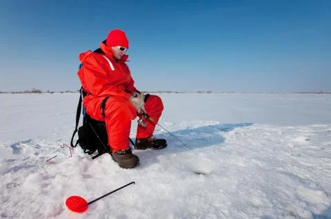 Fishing on ice Stock Photos