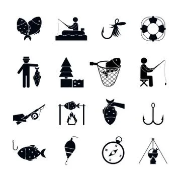 Fishing Icon Black イラスト素材