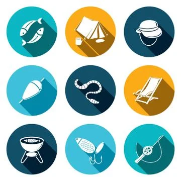 Fishing icon collection Stock Illustration