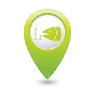 Fishing icon green map pointer Stock Illustration
