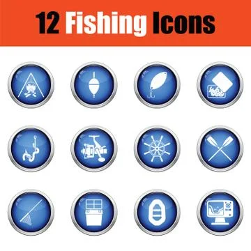 Fishing icon set. Illustrazione stock
