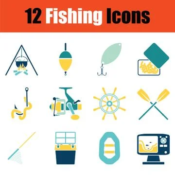 Fishing icon set Stock Illustration