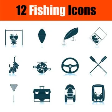 Fishing Icon Set Illustrazione stock
