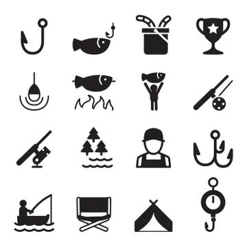Fishing icon set 스톡 일러스트