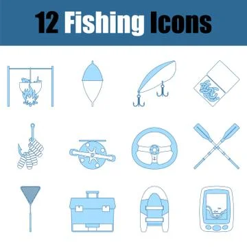 Fishing Icon Set Illustrazione stock
