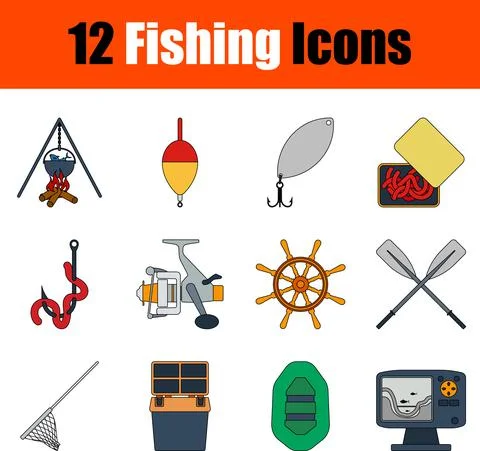 Fishing Icon Set Illustrazione stock