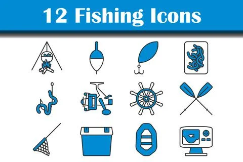 Fishing Icon Set Illustrazione stock