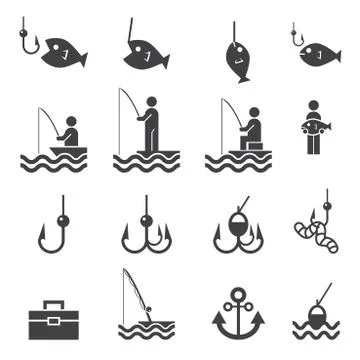 Fishing icons Stock Illustration