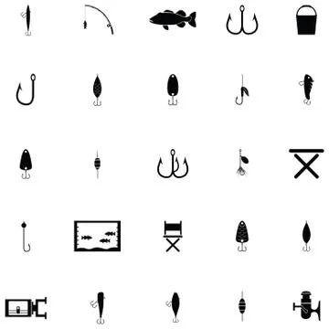 Fishing icons set Stock Illustration