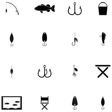 Fishing icons set Stock Illustration