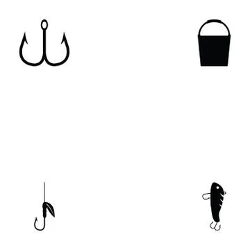 Fishing icons set Stock Illustration