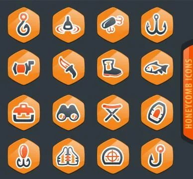 Fishing icons set Stock Illustration