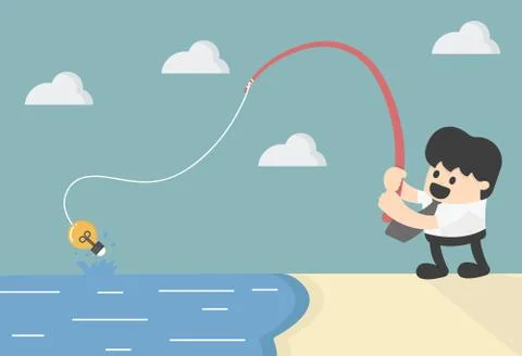Fishing for idea Stock Illustration