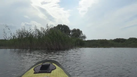 Fishing with kayak and wild lake 스톡 동영상 94872553