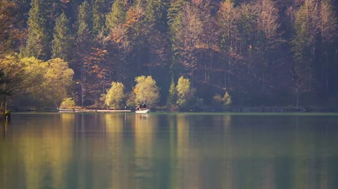 Fishing on the lake in the Alps Video stock 55645692