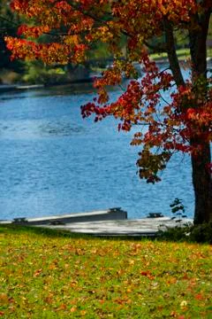 Fishing on lake in fall Stock Photos
