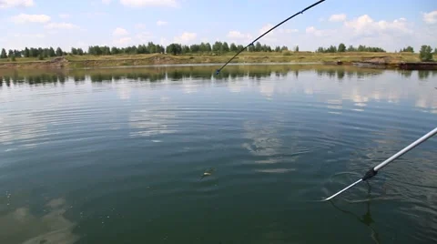 Fishing on a lake 스톡 동영상 43194970