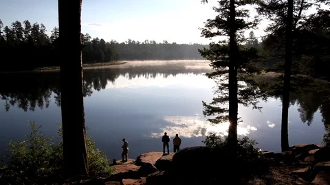 Fishing in Lake Stock Footage 87771471