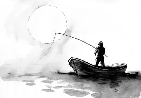 Fishing on the lake Illustrazione stock