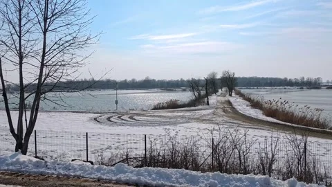 Fishing lakes in winter time Video stock 302972266