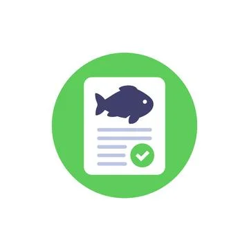Fishing licence icon, flat design Stock Illustration