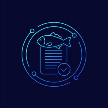Fishing licence icon, linear design Stock Illustration