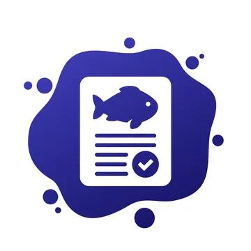Fishing licence icon with a permit Stock Illustration