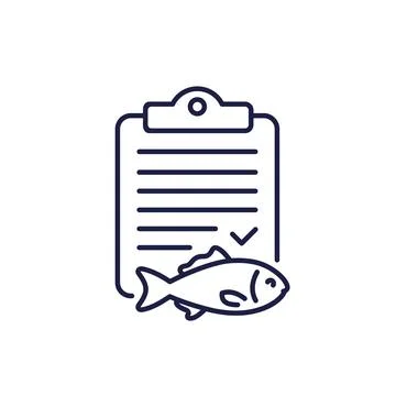 Fishing licence line icon with permit document 스톡 일러스트