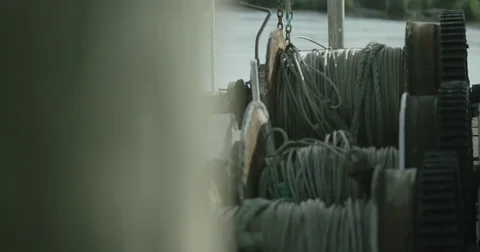 Fishing Lines on Boat Deck 4K Vídeos de archivo 84000225