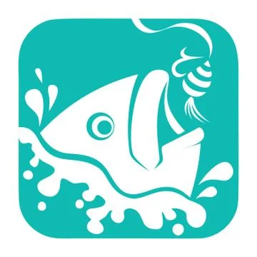Fishing Logo, Fish And Hook Logo Template, Flat Logo Style Stock Illustration
