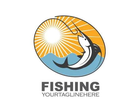 Fishing logo icon badge vector illustration Stock Illustration