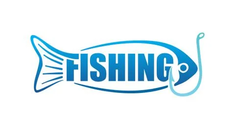 Fishing logo template -  silhouette of hook fish Stock Illustration